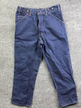 VNTG Wild Ass Jeans Mens 38x30 Dark Blue Relaxed Straight Denim Workwear USA